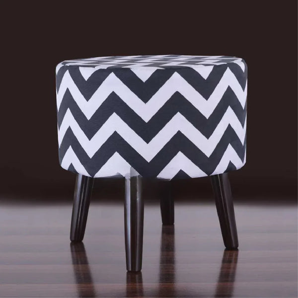 Zig Zag Round Cone Leg Ottoman