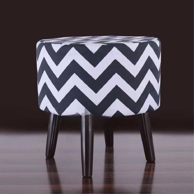 Zig Zag Round Cone Leg Ottoman