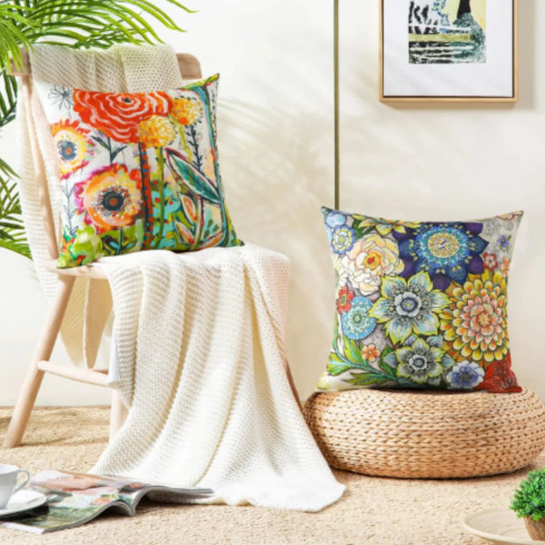 JOTOM Floral Cushion Covers Pack Of 4